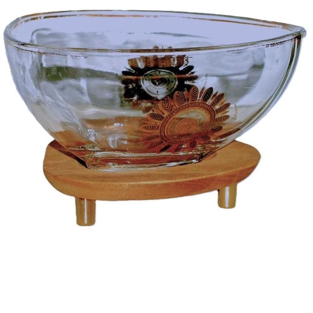 M CM Georges Briard REGALIA Atomic Shaped Bowl Dish on Orig Wood Pedestal Base
